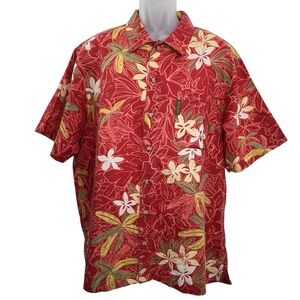 Columbia Shirt Mens L Floral Hawaiian Tropical Short Sleeve Button Up Linen/Ctn